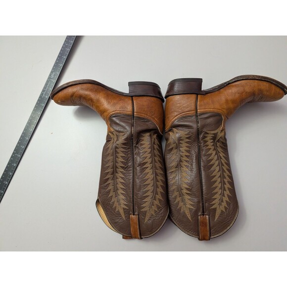 Vintage Tony Lama Brown Leather Cowboy Boots Mens 6 B Fits Womens 7.5 8 Western main image 12